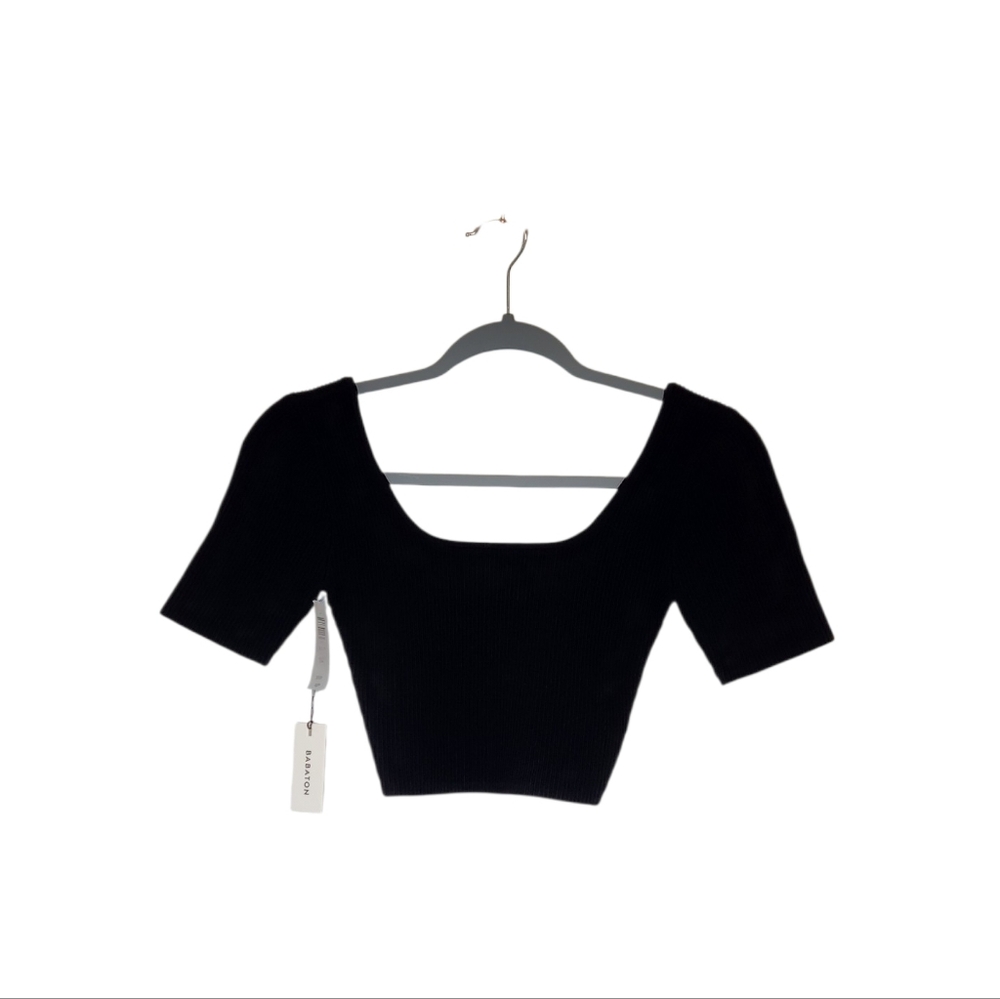 NEW Babaton Aritzia Sculpt Black Ribbed Crop Top Size XS